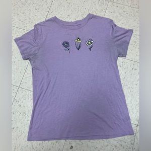 Purple lilac lavender basic shirt with flower decals